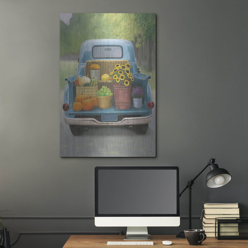 «Fall Bounty 3 Truck» par James Wiens, art mural en métal, H 36 po x l 24 po