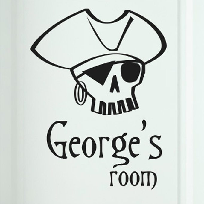 Personalised Pirate Skull Door Room Wall Sticker