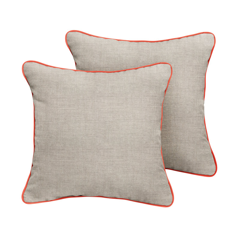 Hardin Sunbrella® Outdoor Reversible Throw Pillow, 22" x 22", Cast Silver Sunbrella Plainweave