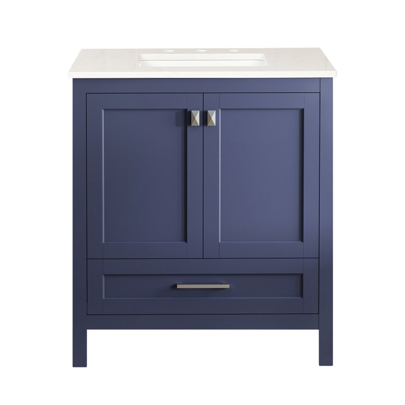30-Inch Freestanding Bathroom Vanity With Carrara Marble Top, Undermounted Ceramic Sink, And Soft-Close Storage Door