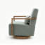 Fauteuil d'appoint pivotant en lin 29,7 po avec accoudoirs ouverts en bois massif l 29,7 po
