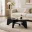 Table basse ronde moderne en verre trempé avec base en éventail et tablette de rangement ouverte-837895557-837895559