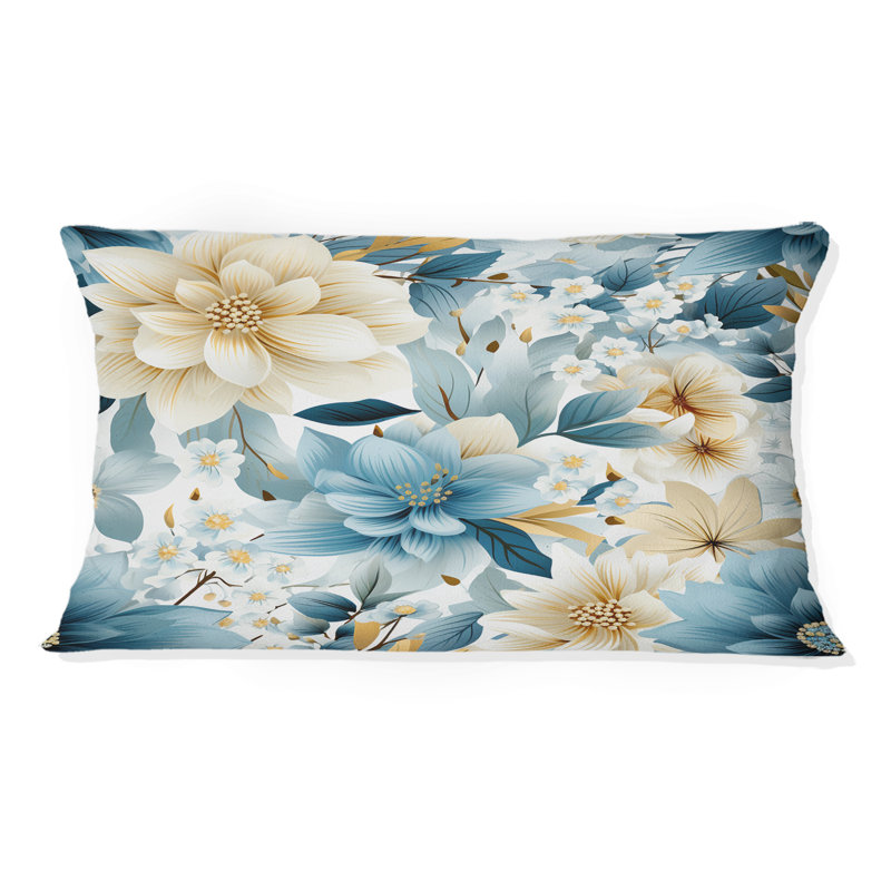 Boho bleu floral Mandala Serenity I - coussin à imprimé floral