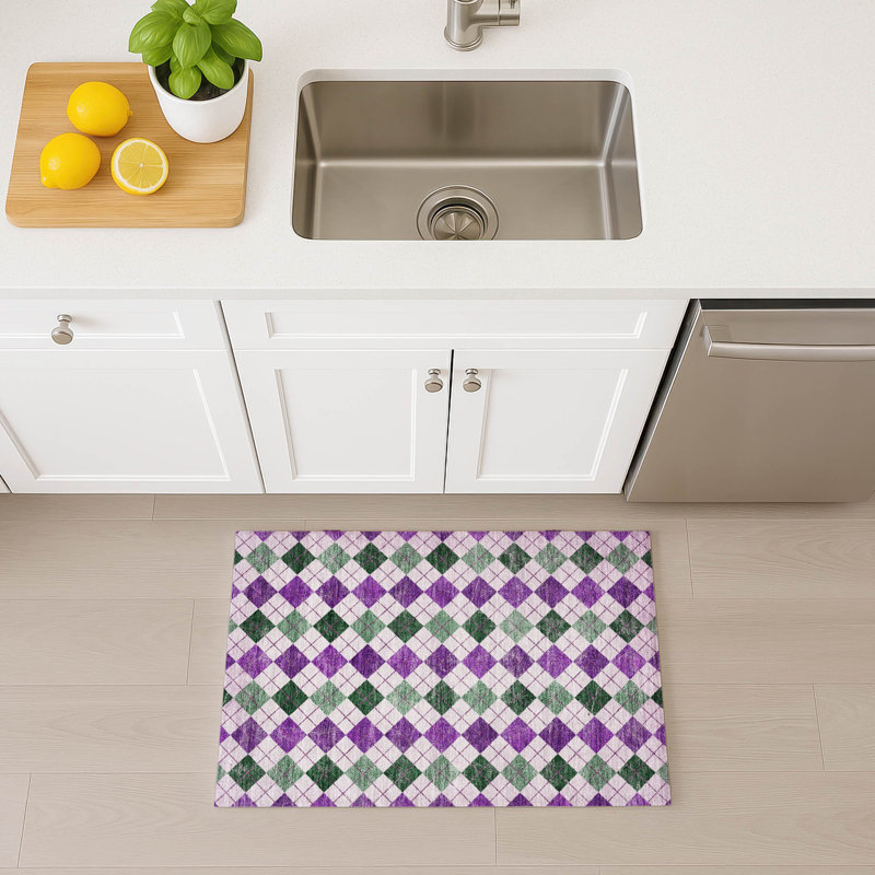 Machine Washable Indoor/Outdoor Gursevak ACN2237 Geometric Rug, Rectangle 1'8" x 2'6"