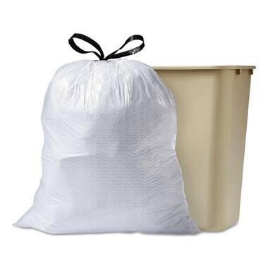 Perk Drawstring Tall Kitchen Trash Bags | 13 Gal | 0.9 Mil | 28 x 24 | White | 120/Box