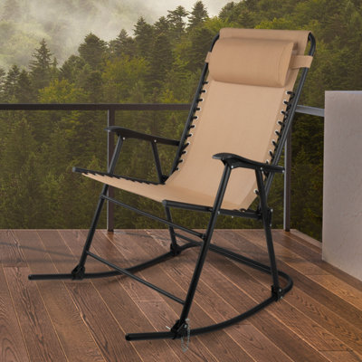 Rocking Chair Outdoor Furniture - Folding Chair Rocker with Adjustable Pillow - Camping, Front Porch, or Patio Furniture by Lavish Home by Arlmont & Co.