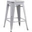 Tabourets de bar sans dossier, légers, industriels, contemporains, rustiques, rétro, côtiers, en métal, sans dossier et 4 pieds (ensemble de 2) (siège de 24 po, blanc vieilli)-1744817176-1744817158
