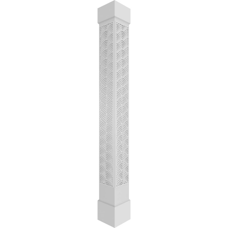 Carré Art déco non effilé avec colonne standard capitonnée et base standard, H 120 po x l 7,625 po x P 7,625 po