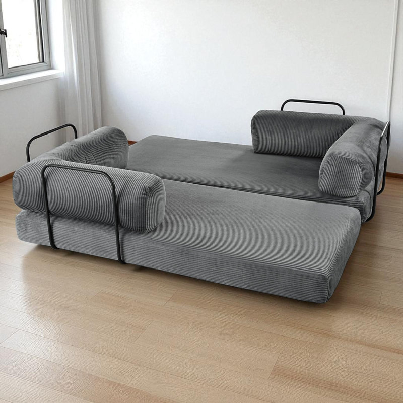 Canapé-lit modulaire rembourré modulaire sans os, Polyester gris