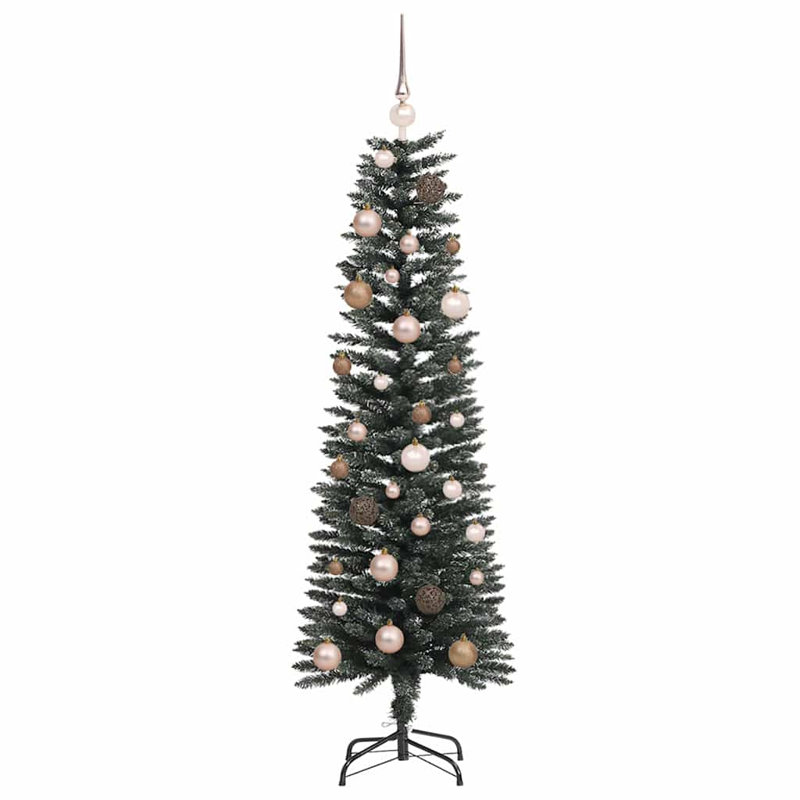 vidaXL Artificial Christmas Tree with Stand Green, Pink/Brown, 4.92 ft