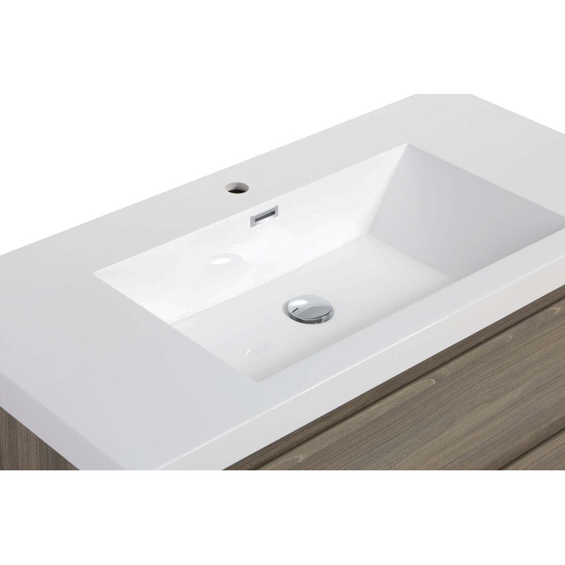 Ensemble de meuble-lavabo simple 41,95 po avec plateau en résine Amirbek, Gris