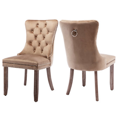 Tufted Velvet Wing Back Side Dining Chairs