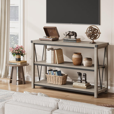 Farmhouse Console Table with Storage, 47 Inch Narrow Sofa Table & Entryway Table for Living Room, 3-Tier Wood Hallway Accent Furniture