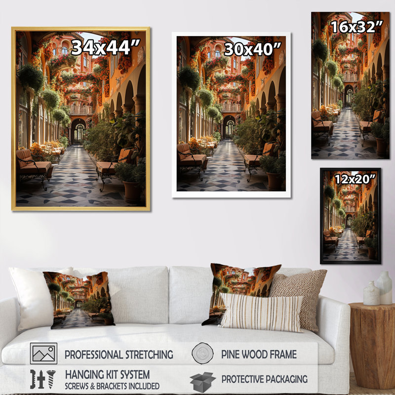 Espagnole, art mural espagnol, reproduction de paysage hacienda - Arabu espagnol hacienda, H 44 po x l 34 po x P 1,5 po