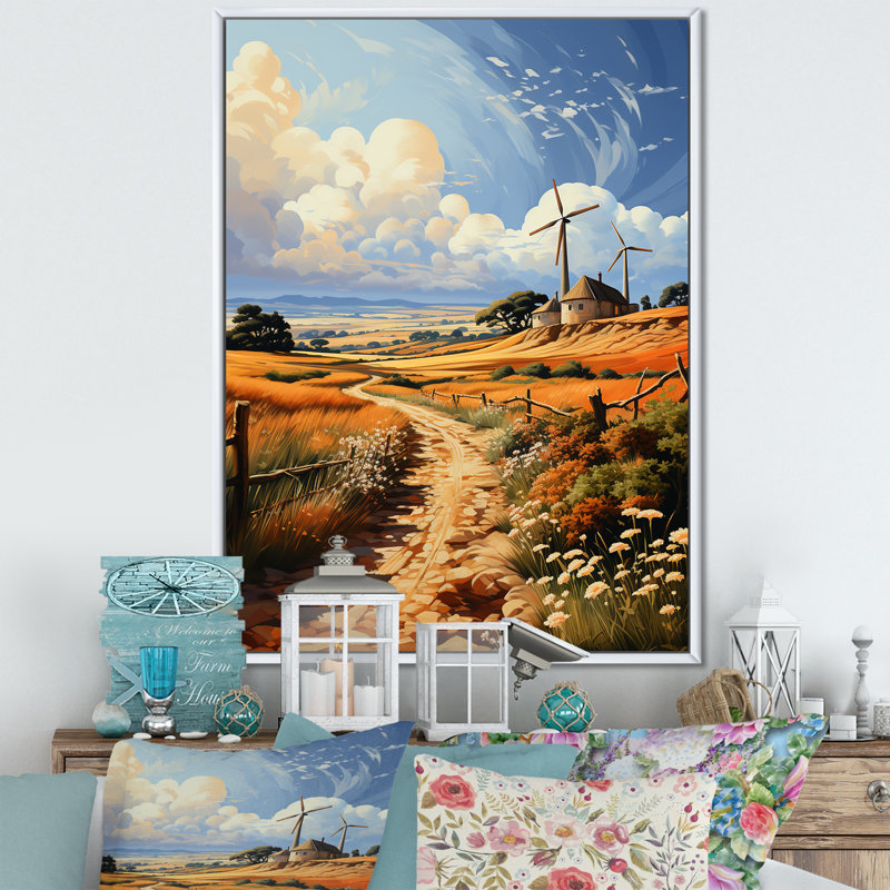 "Wind Turbines", impression sur toile encadrée, H 32 po x l 16 po x P 1 po, Cadre flottant blanc