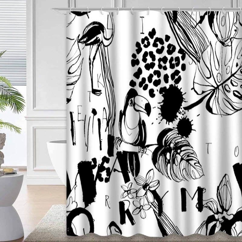 Rideau de douche Tropical Birds Monstera Palms, L 72 po x l 84 po