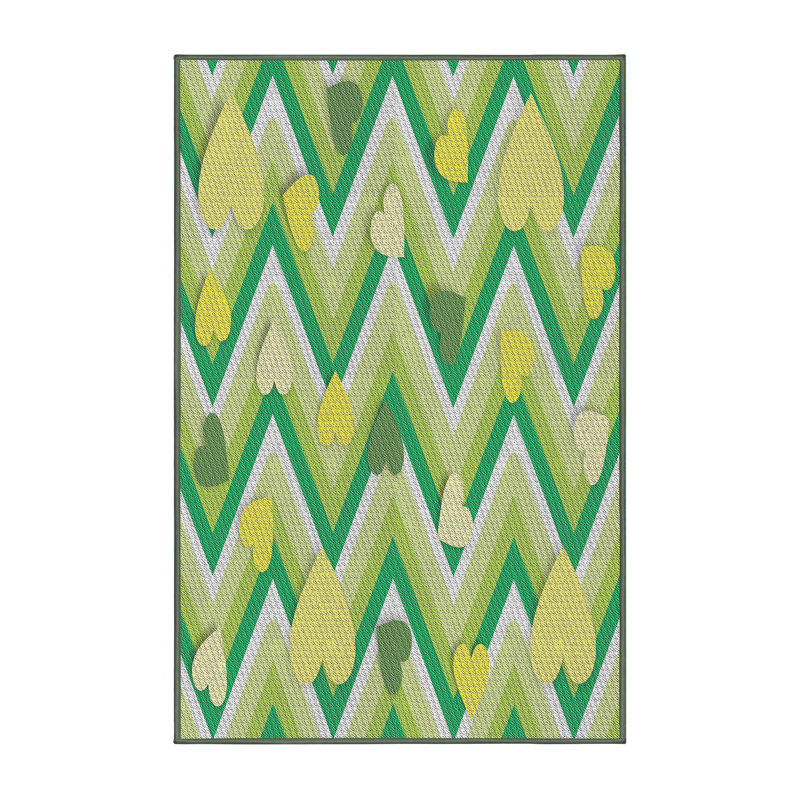 Tapis jaune/vert à motifs Diya, Rectangle 2 pi x 5 pi