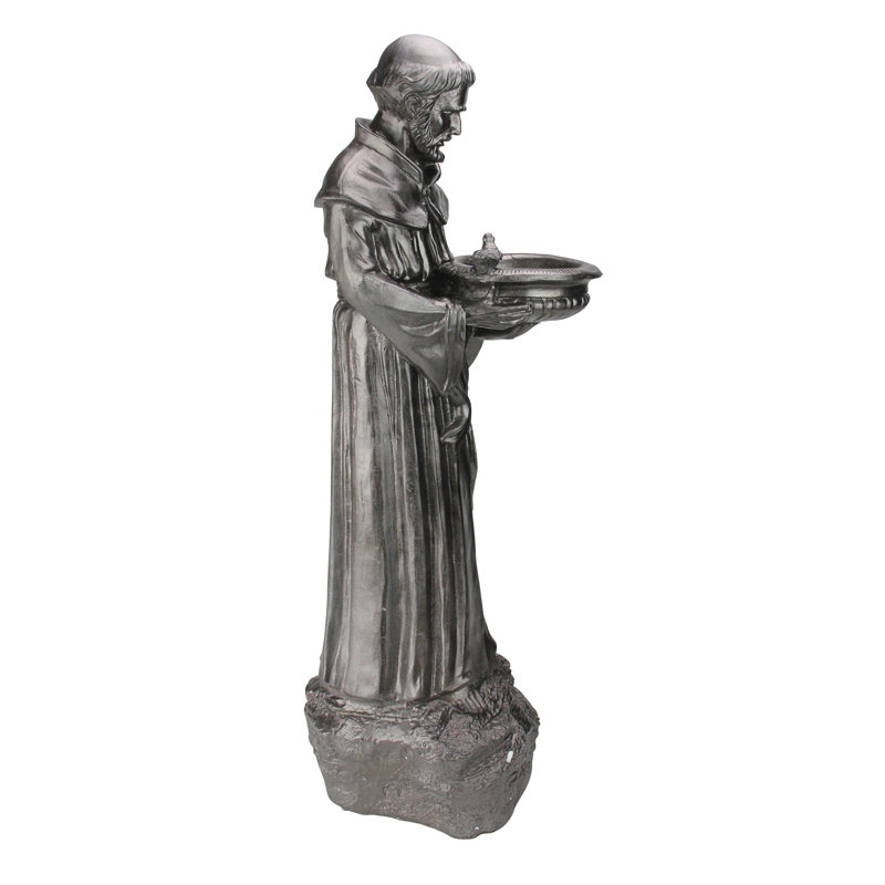 Bronze St. Francis of Assisi Dark Brown Religious Bird Feeder Statue