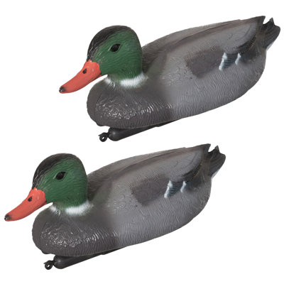 Gardenized Realistic Resting Duck Decoy For Hunting - Lifelike Low-profile Field Design With Detailed Feather Pattern - Stationary Waterfowl Attractor For Land, Shoreline And Marsh, Set Of 2
