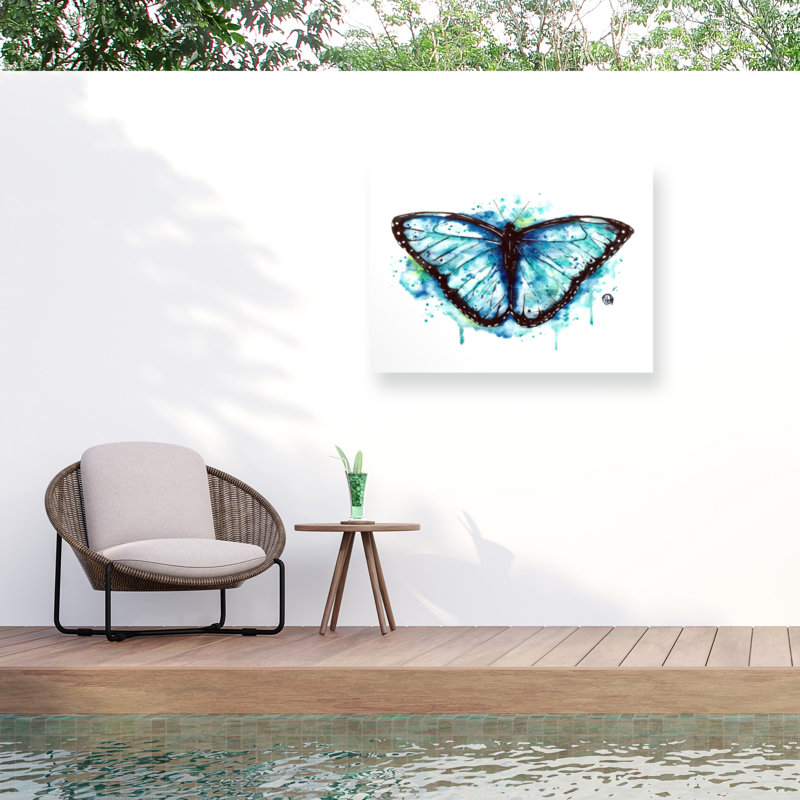 Toile extérieure avec papillon bleu Lisa, H 14 po x l 19 po