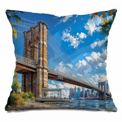 Brooklyn Bridge Throw Pillow, Landmark  Pillows