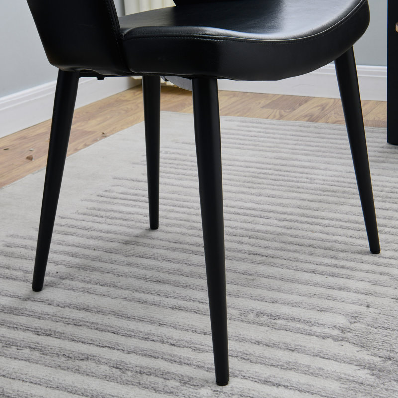 Ensemble de 2 chaises de salle à manger modernes en similicuir avec pieds en métal - chaises d'appoint rembourrées, Noir