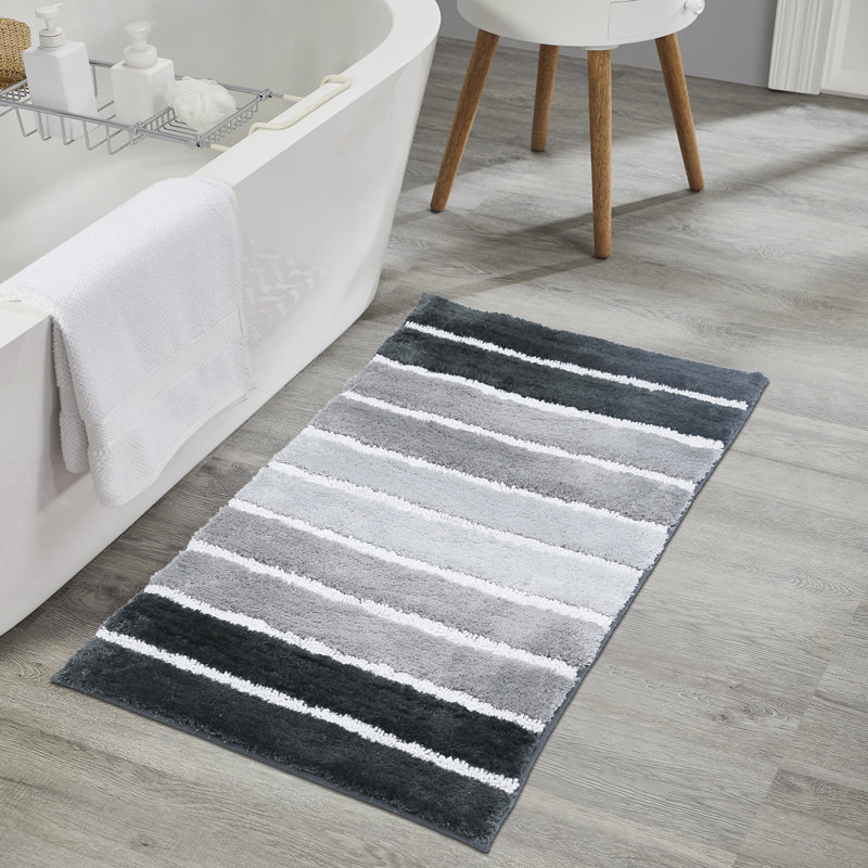 Tapis de bain ombré à rayures, L 32 po x l 20 po, Gris