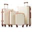 Ensemble de valises 6 pièces Hardshell, valises extensibles légères à deux roues, serrure TSA pour hommes femmes, blanc et brun-132008484