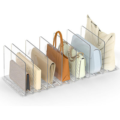 Adjustable Clear Bag & Purse Organizer For Closet – Plastic Handbag Storage Shelf And Clutch Dividers – Keep Carteras And Pocketbooks Upright