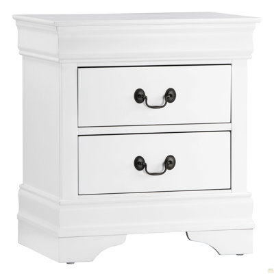 Traditional Design White Finish Nightstand 1Pc Antique Drop Handles Drawers Bed Side Table Bedroom Furniture