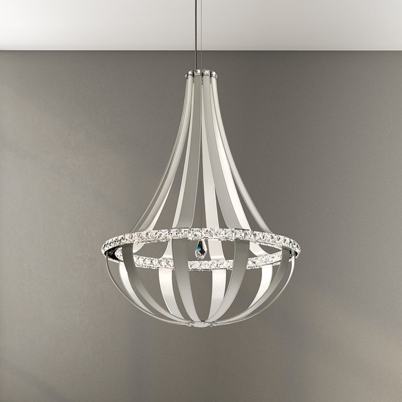 Crystal Empire 20 - Light LED Chandelier, White Pass Leather, 3000K