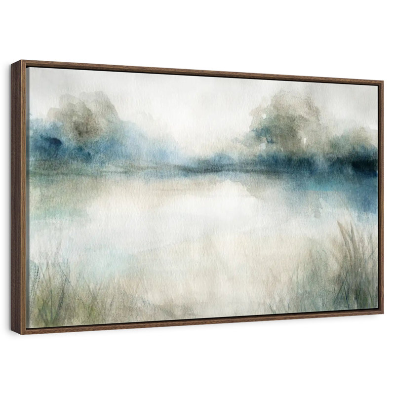 Still Still Waters I, 19 po x 13 po, Cadre flottant noyer