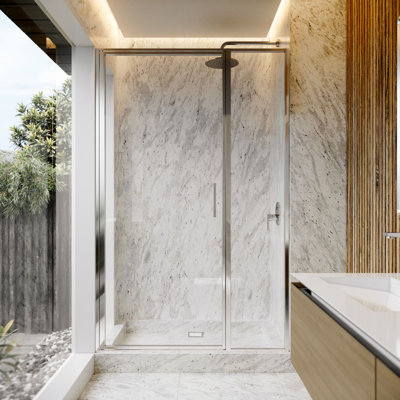 Axio 46 - Porte de douche pivotante encadrée 46 x 72 po en verre trempé transparent 5/16 po