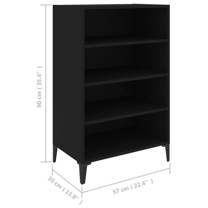 Difranco 90cm H x 57cm W Standard Bookcase, Black