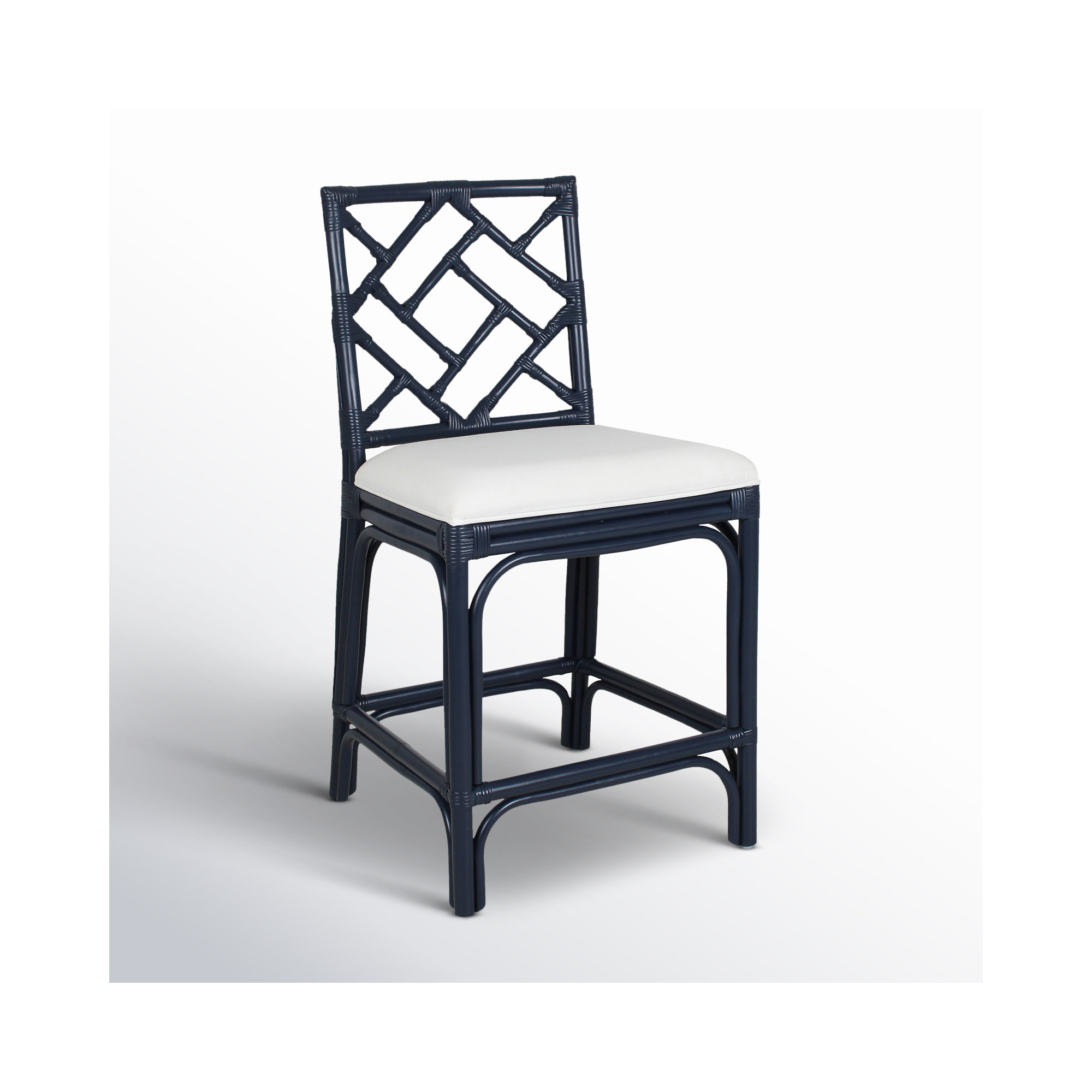 Fulton Woven Stool, White Seat / Navy Frame, Counter Stool (24" Seat Height)