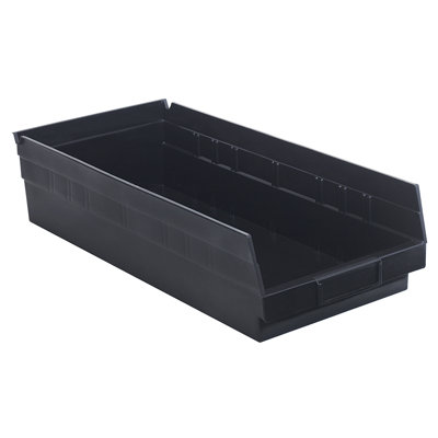 Economy shelf bin, nesting, 17-7/8"W x 8-3/8"D x 4"H, includes (7) divider slots, rear hanglock, molded-in label holder, polypropylene, case of 10