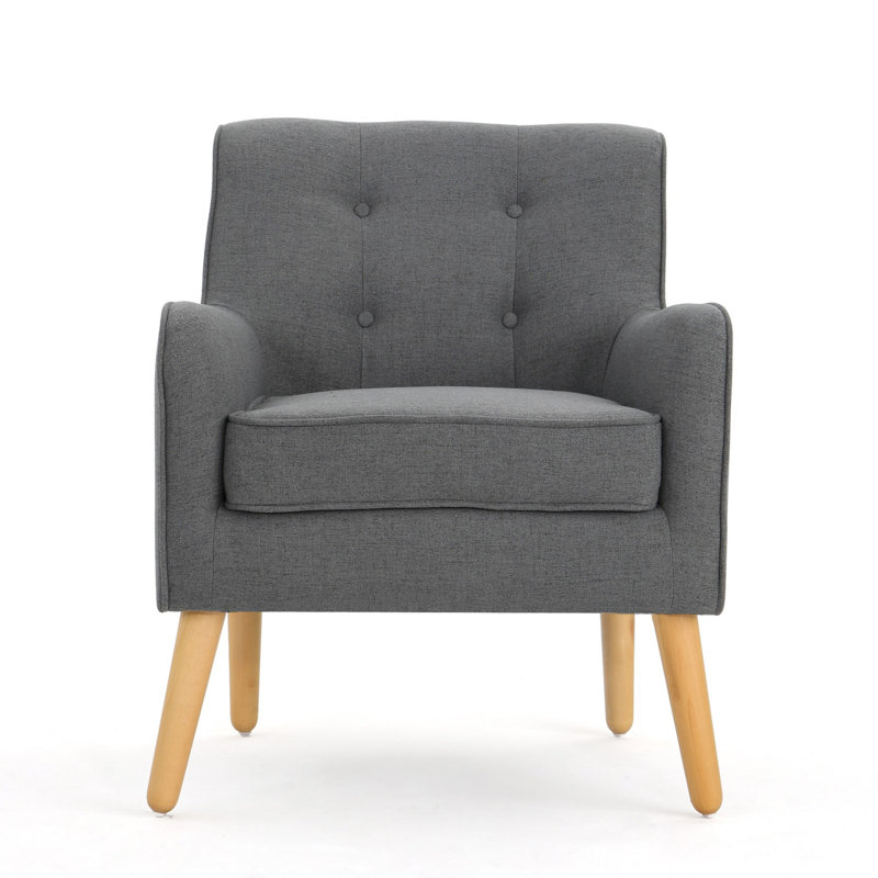 Alcide Tufted Armchair, Charcoal Fabric