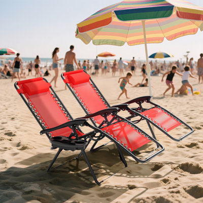 Zero Gravity Chairs Recliners Outdoor Adjustable Foldable Reclining Lounge Chairs with Cup Holder