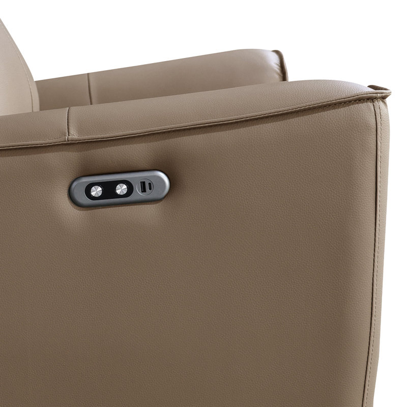 5 Seater Reclining Leather Sofa, Mushroom