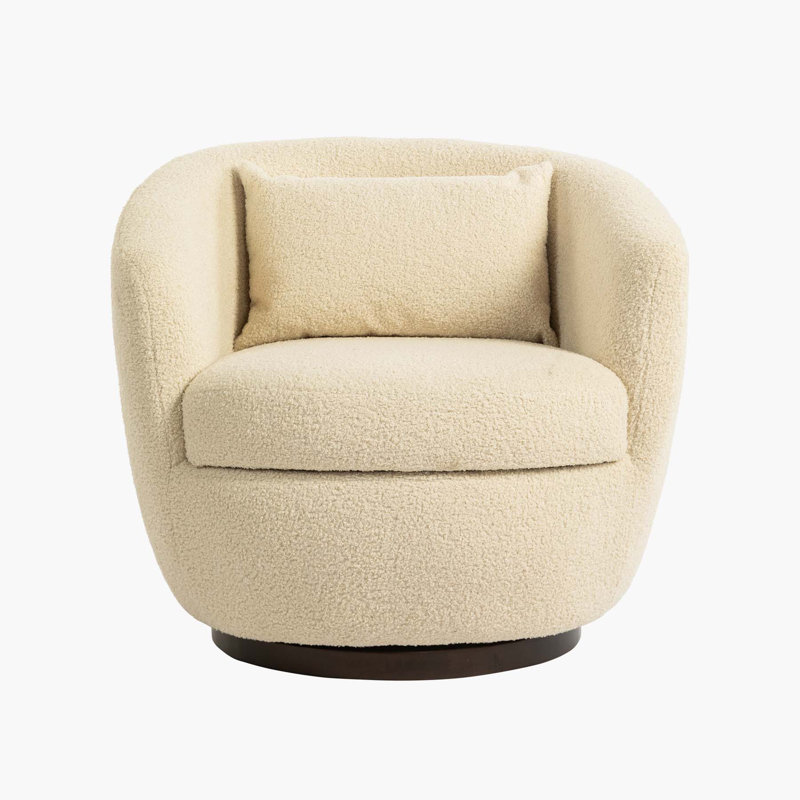 Fauteuil demi-tonneau pivotant de 30,3 po Dollinda, Beige