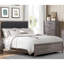 Chambre à coucher Lit double gris brunâtre avec similicuir-1071031316