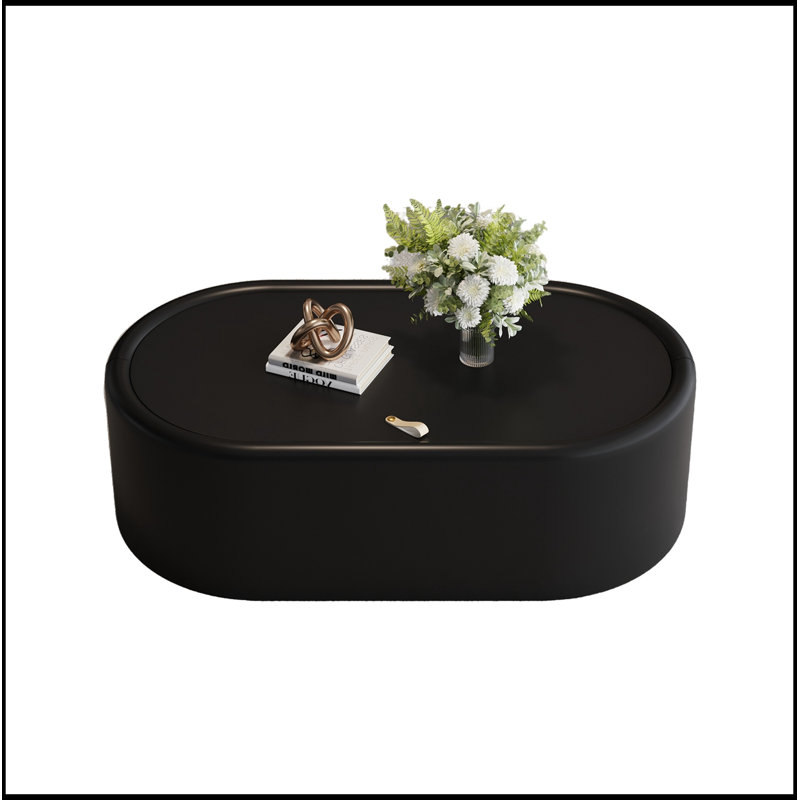 Regeani ovale avec plateau en verre et rangement caché, Black