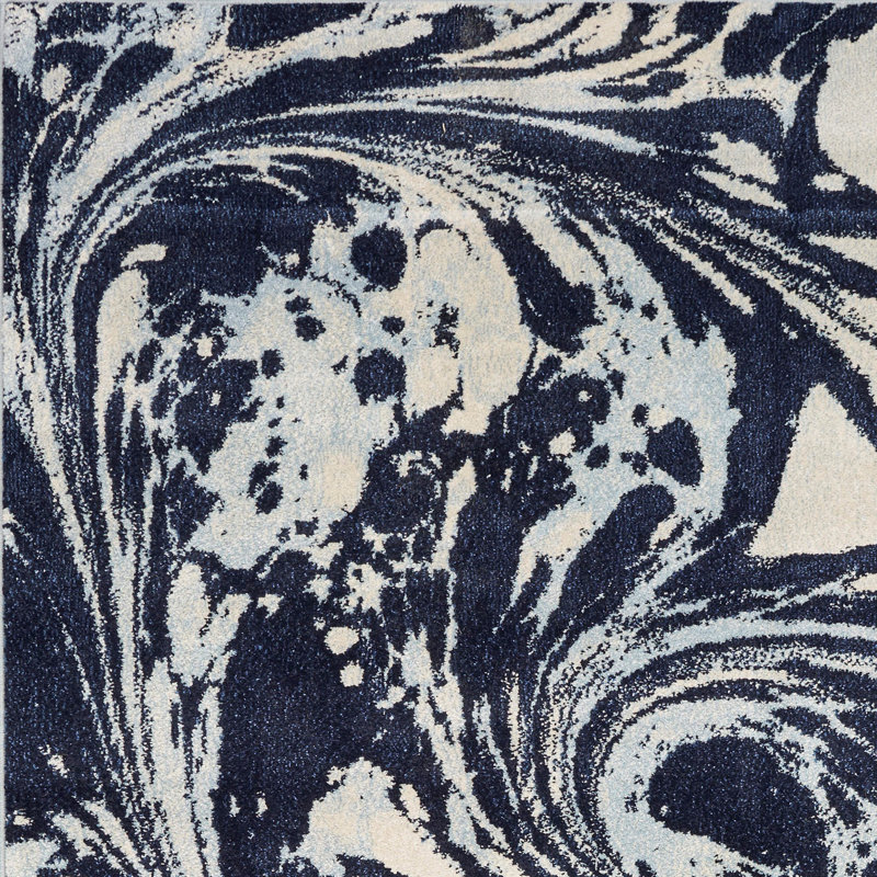 Strouth Abstract Area Rug, Rectangle 6'7" x 9'6", Blue