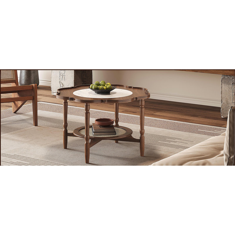 2-Tiered Coffee Table with Rattan
