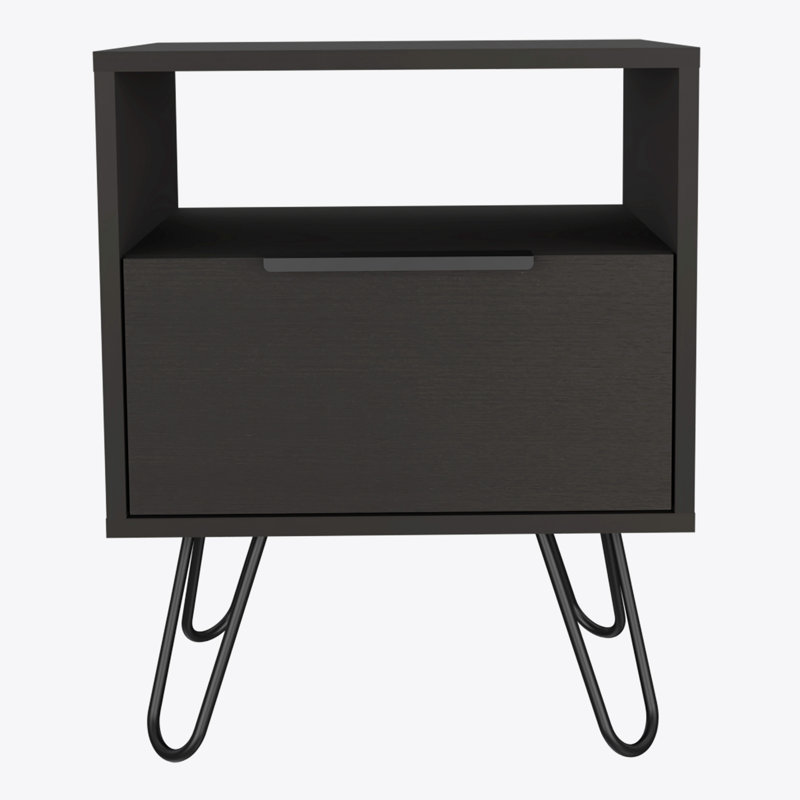 Jacara 17.7'' W Particle Board / Chipboard Nightstand, Black