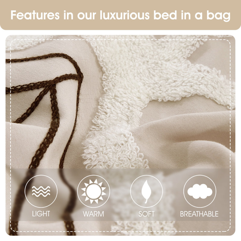 Queen Brown Microfiber Geometric Comforter Set