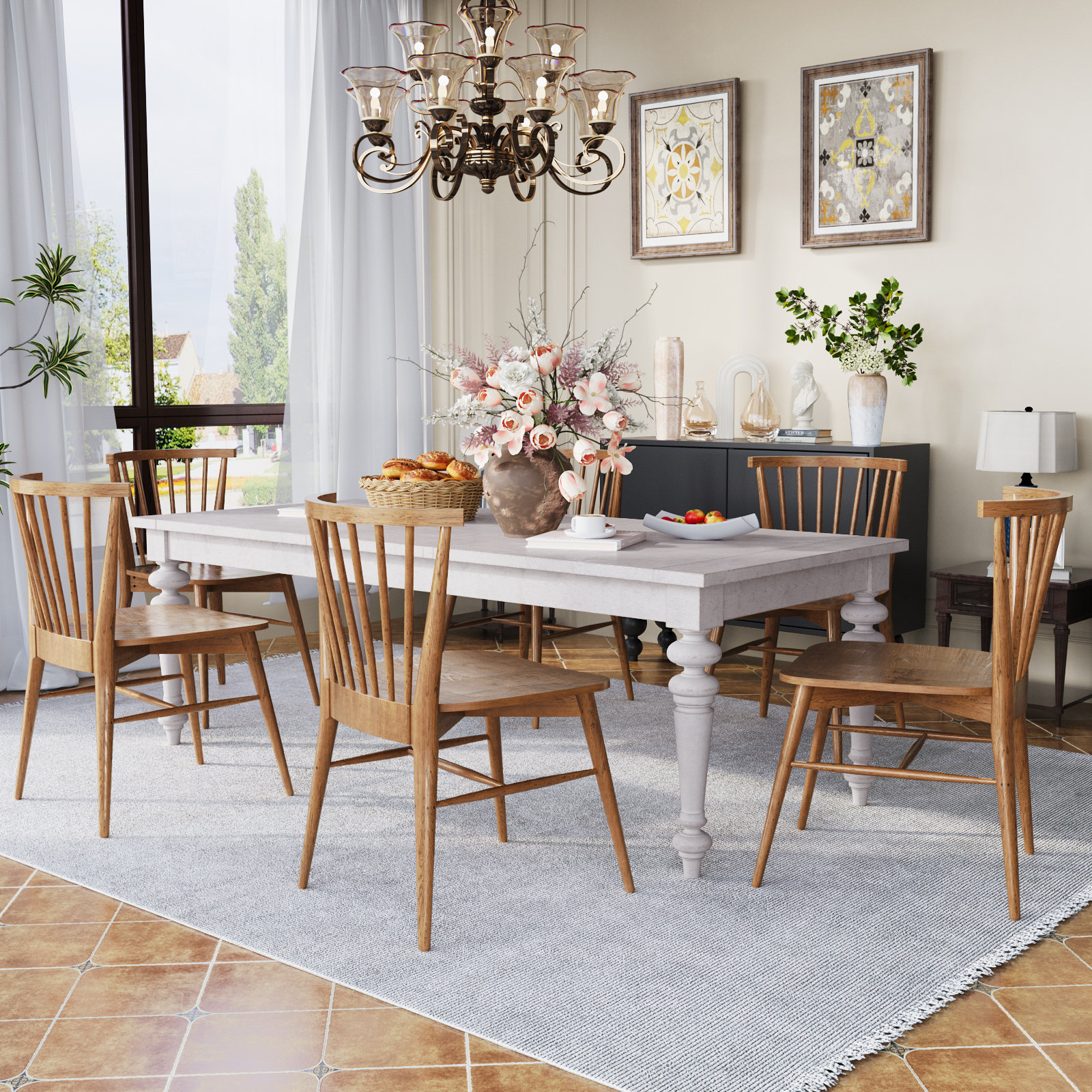 Crain 72" Extendable Dining Table, White, 30" H x 58" L x 38" W