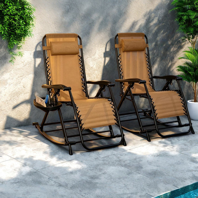 Chaises longues de patio Zero Gravity, chaises berçantes d'extérieur pliables en acier