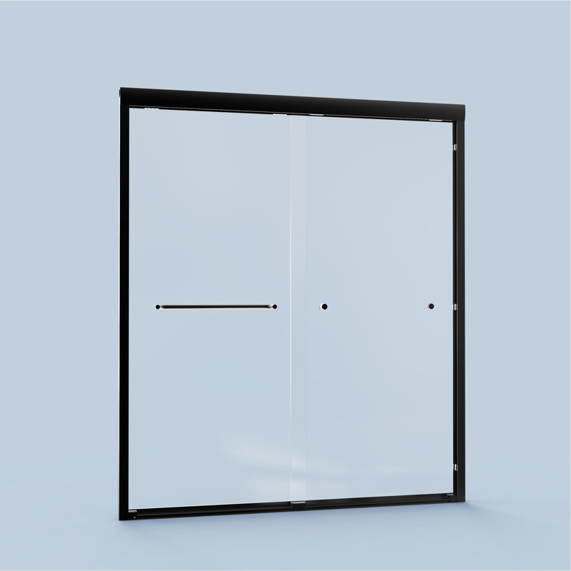 56"-60"W*72" H  Semi-Frameless Double Sliding Shower Door, Bypass Shower Door, 1/4" (6Mm) Thick SGCC Tempered Glass Door