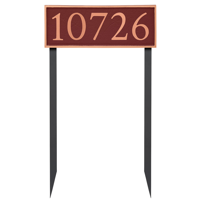Enseigne d’adresse pour gazon à 1 ligne serif, Cuivre, Rouge
